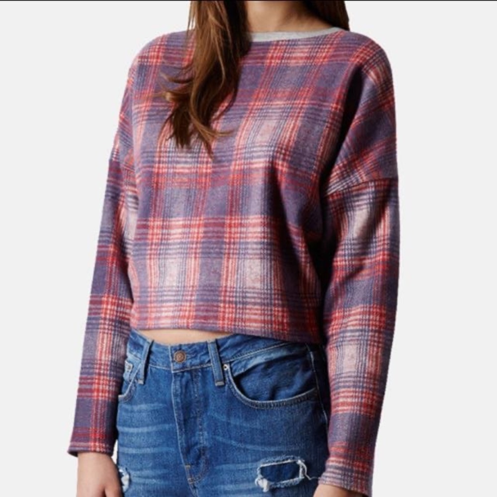 Top shop plaid crop sweater